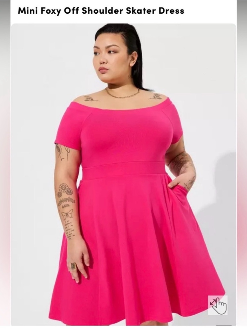 Torrid pink fit and flare skater dress
Off-Shoulder Skater Dress - Hot Pink